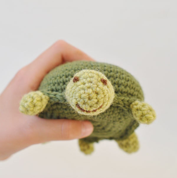 Green Turtle Toy - Ecofriendly Cool Toy for Boy - Crochet Turtle 100 Percent Wool