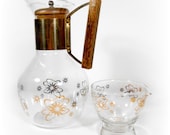 Mid Century Glass Corning Carafe Coffee Server with Creamer Pitcher Coffee Pot Teapot