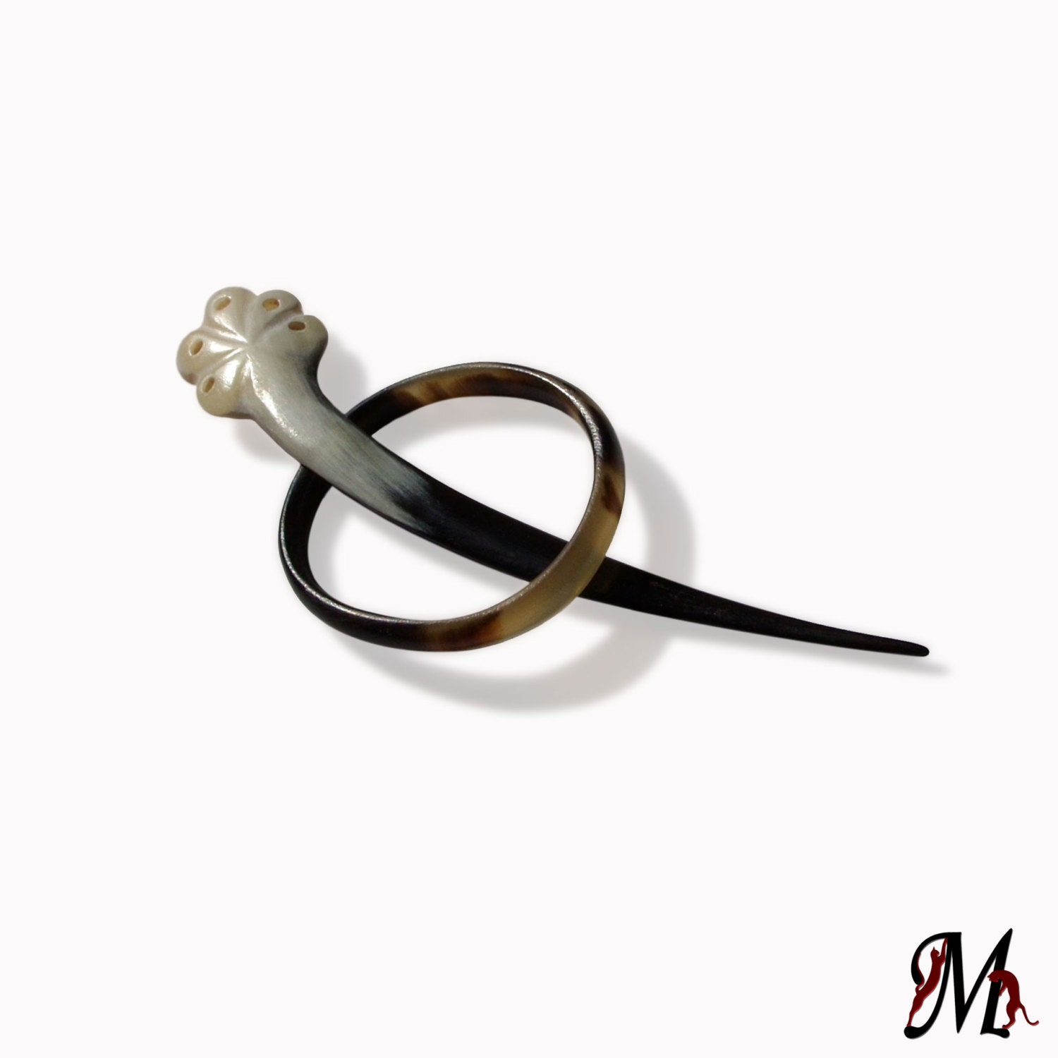 Shawl pin, Hair stick, Scarf pin, Hair slider barrette, Hair Clip, Horn, Tribal, Boho, Natural Hair Accessory, Handmade by MariyaArts
