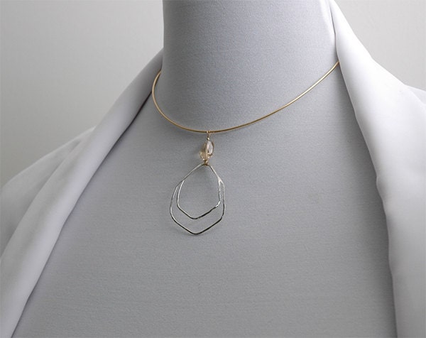 Silver Citrine Gold choker  - Mayacamas Collection