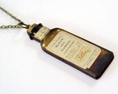 Medicine Bottle Necklace Wood Cut Blaud and Sumbul Compound