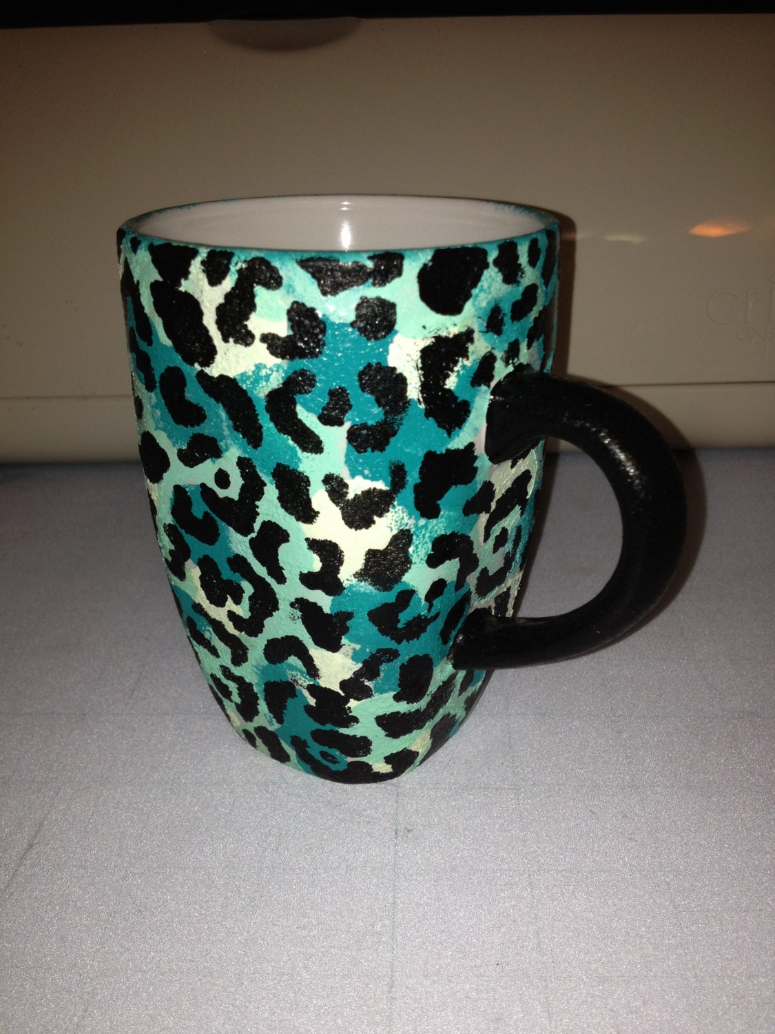 Cheetah or Leopard Animal Print Hand Painted Coffee or Tea Mug