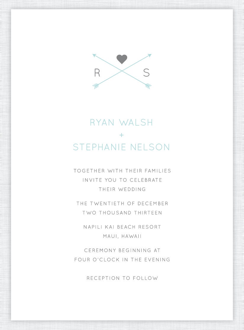 Printable Wedding Invitation - Cross Arrows with Heart