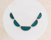 Teal Scalloped Wooden Bunting Necklace