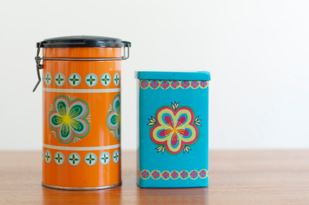 Vintage Anita Wangel Flower Danish Modern Tins
