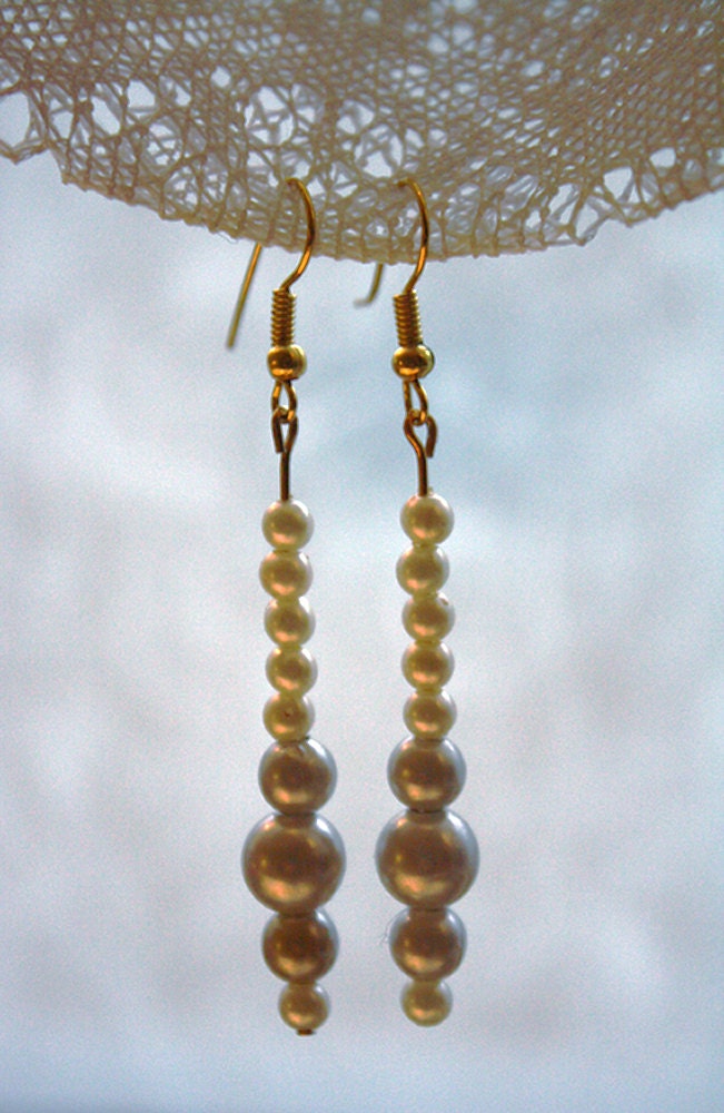Vintage Inspired Pearl Dangle Earrings