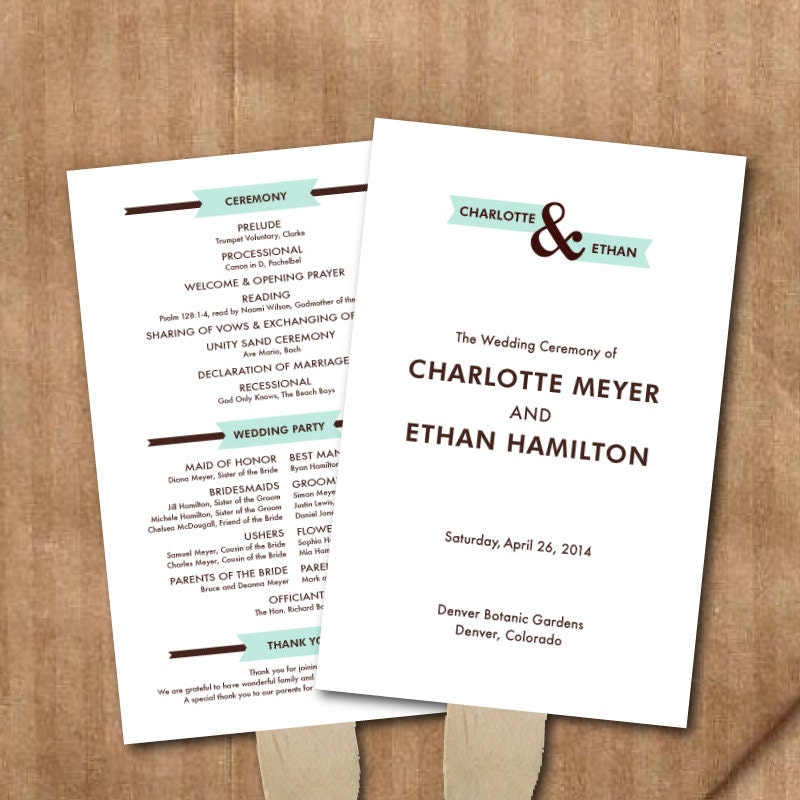 Printable Program Fan -- Modern Banner No. 10 Collection