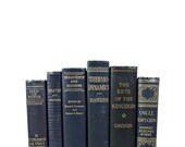 Vintage NAVY 1940's Decorative Books, Book Collection, Library, Office Decor, Wedding Decor, Man Cave, Antique Photo Props,Home Decor, blue