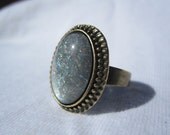 Oval Nail Polish Ring - Metallic Gun Metal Blue Grey With Copper Micro Glitter Sparkle Hexes, Hunting, Hunter, Fishing, Sports, Outdoors