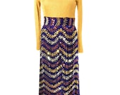 1970s Sequined Velvet & Lurex Maxi Dress - Lurex Top Sequin Skirt - Full Length Gown - Disco Party Dress Loungewear - Size 12