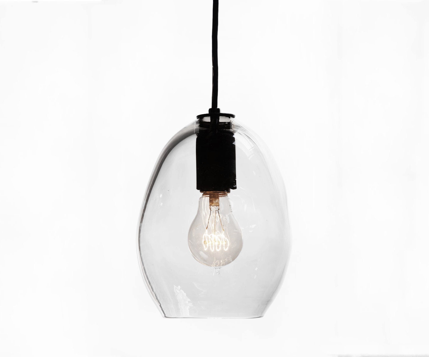 Bubble Hand Blown Glass Industrial Pendant- Petite