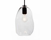 Bubble Hand Blown Glass Industrial Pendant- Full