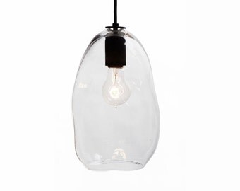 Bubble Hand Blown Glass Industrial Pendant- Full