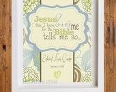 Art Print for your Child's Nursery ... Jesus Loves Me This I Know ... Great Baby Shower or Baptism gift ... 8 x 10 print
