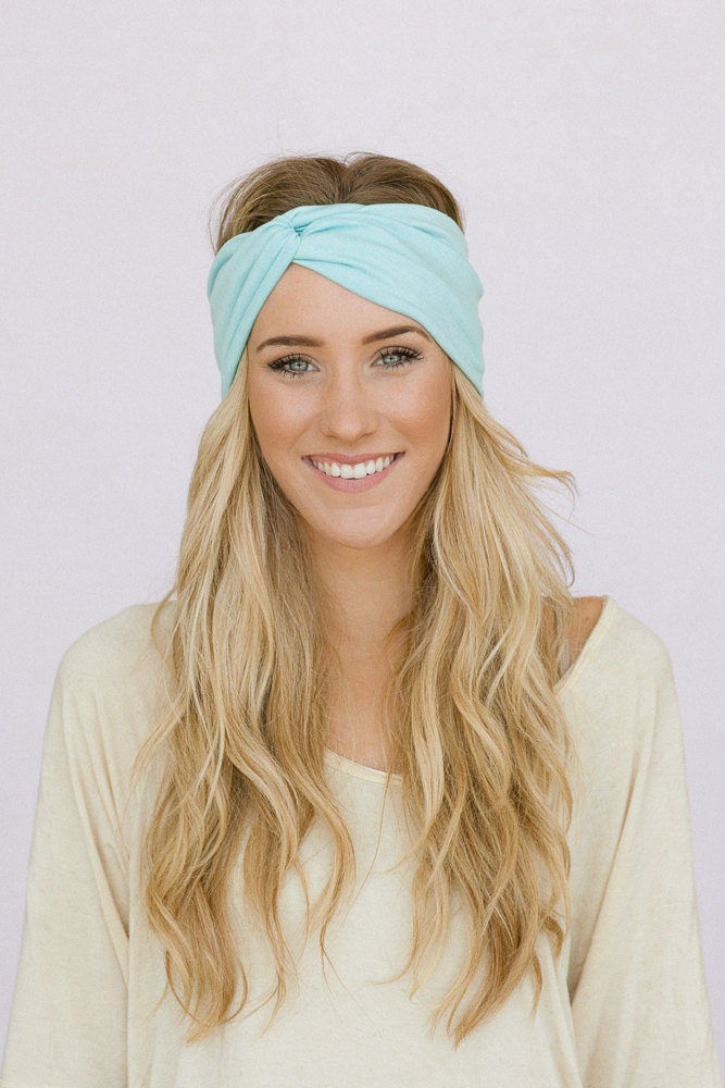 Turband Headband TWIST Aqua Dove Headband iStretchy Jersey Hair Band Fabric Wrap Women's Fashion Hair Accessories AQUA