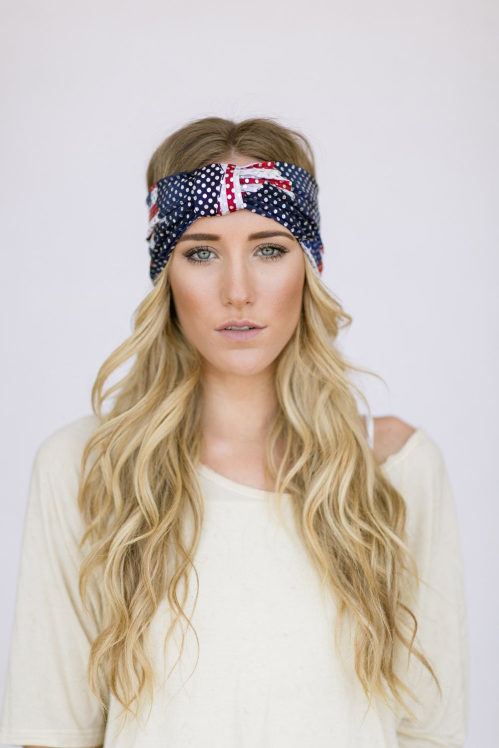 American Flag Turban Headband Jersey Stretchy Patterned Patriotic Turban Headband July 4th Fourth Accessories