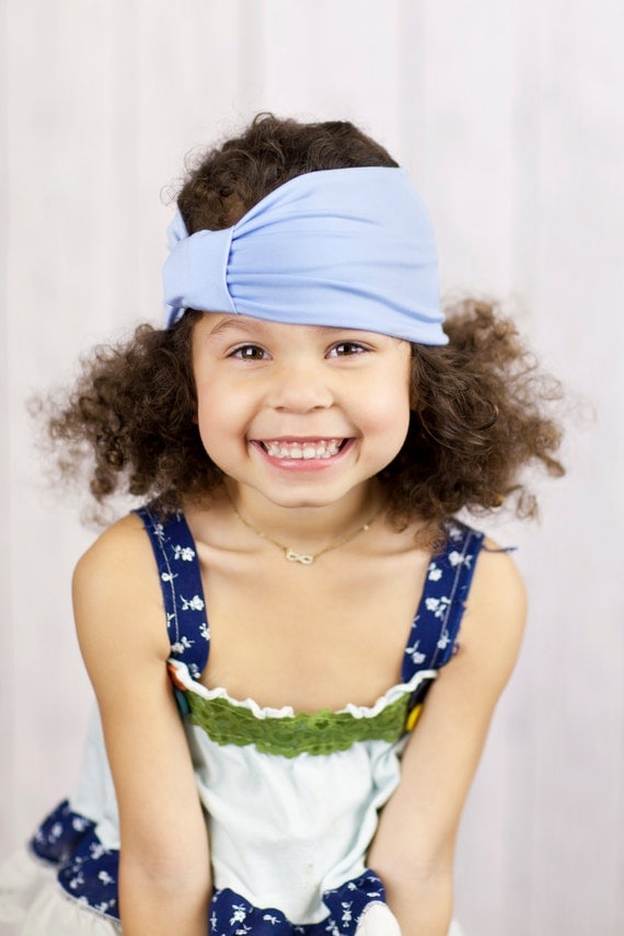 Little Girl's Turband Headband Wide Hair Bands for Girls Babies Teens in Periwinkle Blue