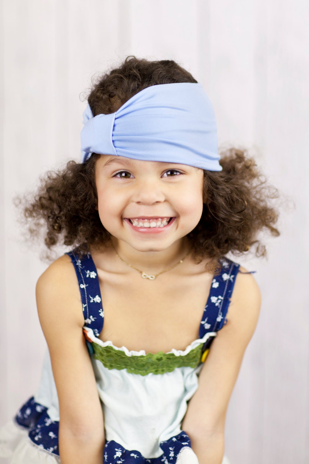 Little Girl's Turband Headband Wide Hair Bands for Girls Babies Teens in Periwinkle Blue