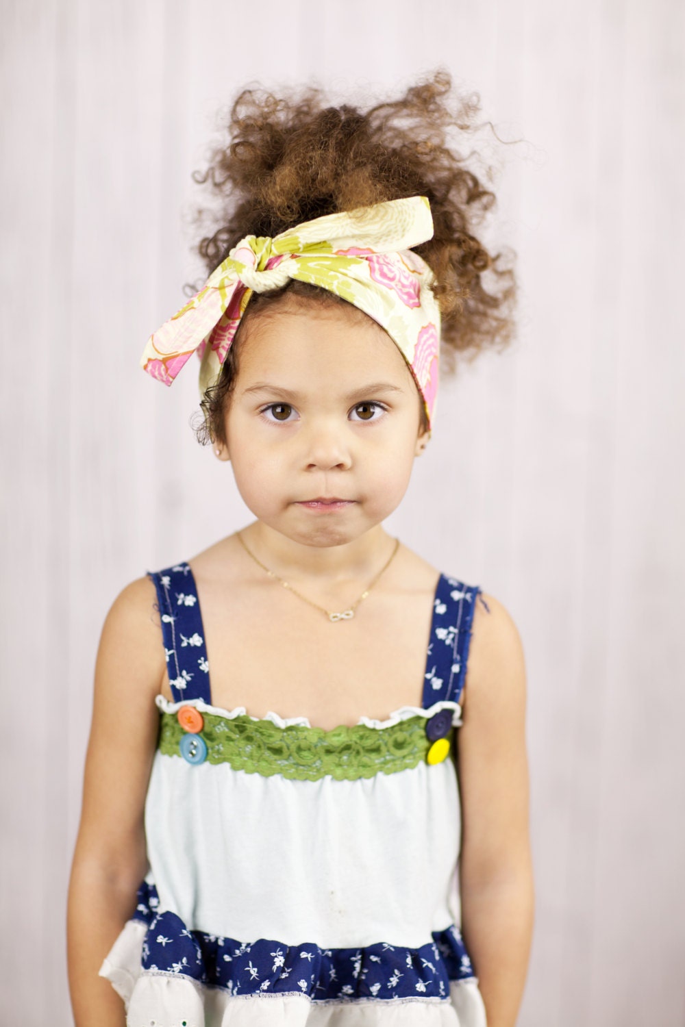 Hippie Head Wrap for Little Girls Cute Boho Photography Prop Head Tie On Headband in Poppy Pink