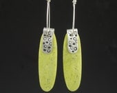 Serpentine and silver dangle earrings