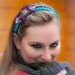 Hippie Boho Tribal Fusion Rainbow Crochet Headband - Polymer Clay Butterfly Ornament - Belly Dance Costume - Gypsy Chic Fiber Accessories