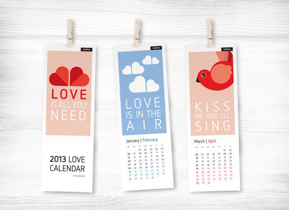 PDF printable SALE Calendar 2013 LOVE : from original izzybizzy illustration