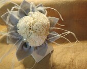 Flower Girl Wand with sola flowers, pearls, feathers and felt petals