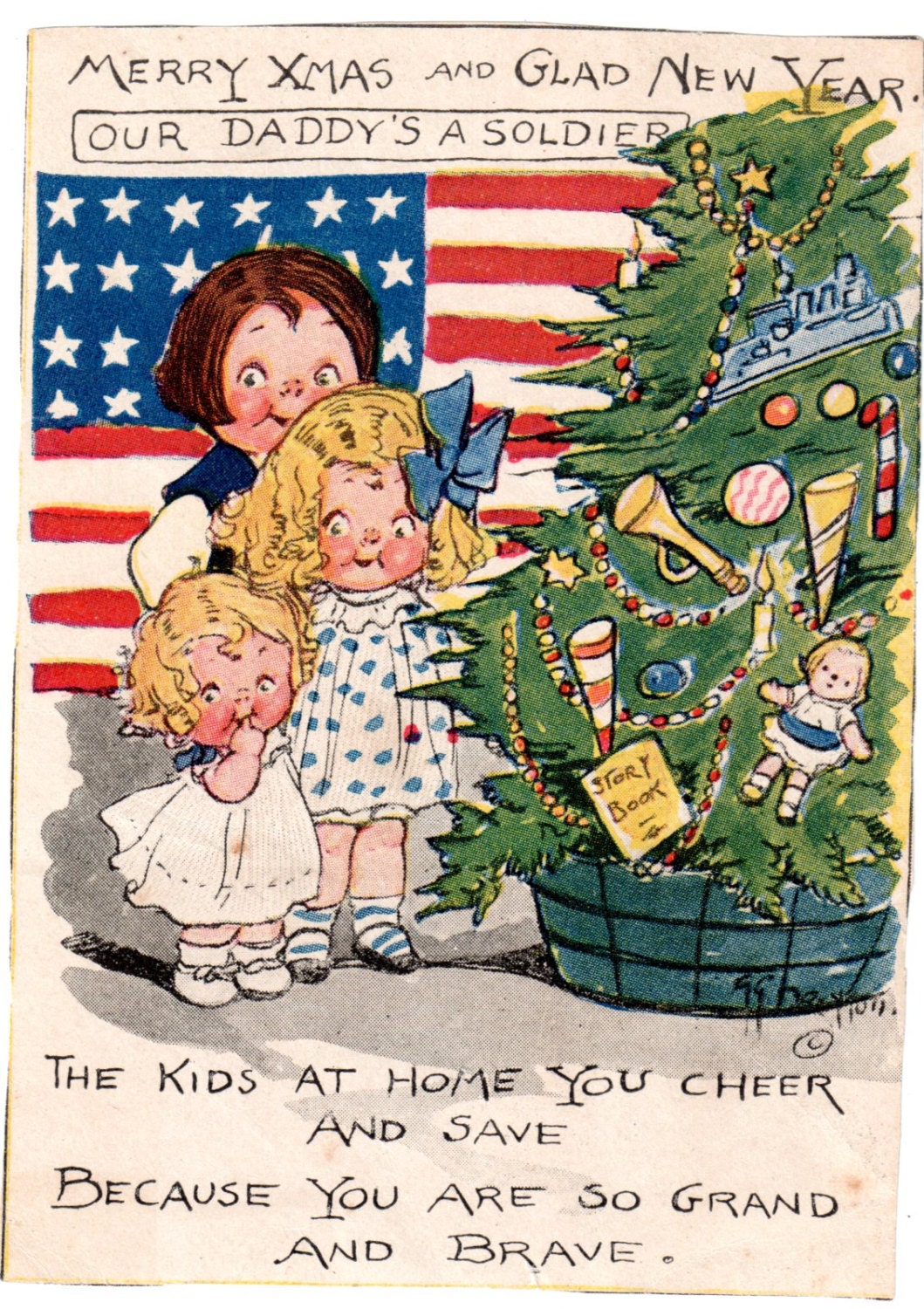 Dolly Dingle Grace Drayton WWI Christmas Illustration - Original 1918