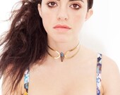 The Cleo Choker - aura quartz & hand-cut brass necklace