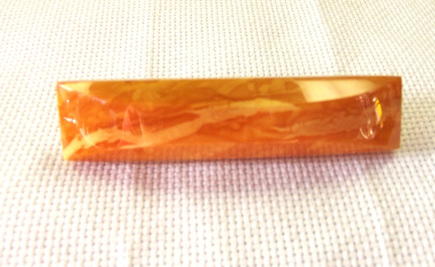 Vintage Brooch, Bar Pin, Jewelry, Yellow Marble Color, Thick, Geometric, Marked