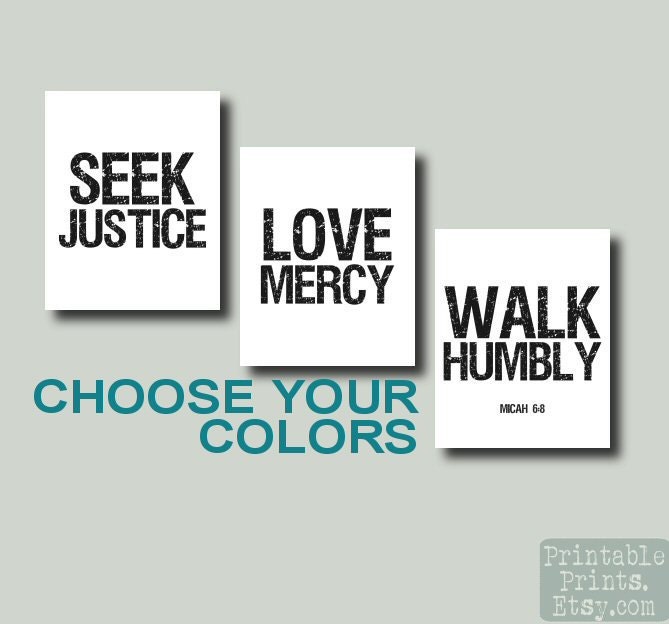 Seek Justice Art 3 Pc. Set Print Scripture Subway Wall Art Printable Digital Download Courageous Lyrics