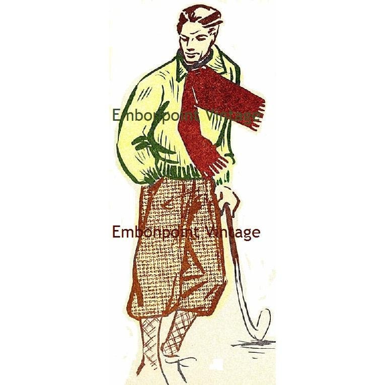 Plus Size (or any size) Vintage 1949 Mens Golfing Jodphurs Sewing Pattern - PDF - Pattern No 99 Mickey Pants