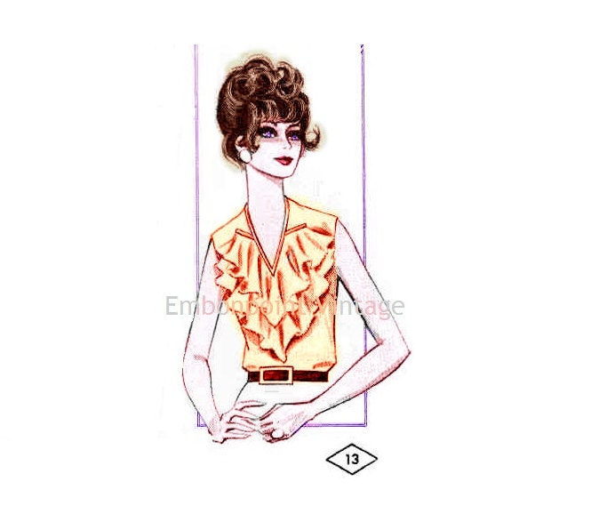 Plus Size (or any size) Vintage 1969 Womens Blouse Pattern - PDF - Pattern No 13 Heather