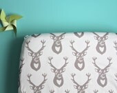 fitted crib sheet in gray deer