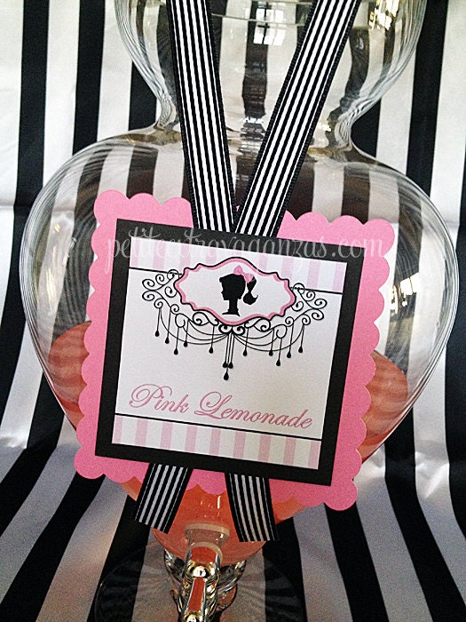Set of 2 Vintage Barbie Inspired Beverage/ Candy Buffet Hang Tag Labels