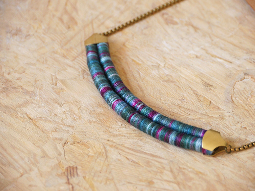 Dyed cotton necklace - Tribal inspired necklace
