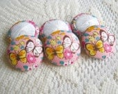 Fabric Buttons, Fabric covered button, Pink Cute butterfly in flower garden Set 6pcs,18mm, Size 24 woman, summer, spring,quilt, handmade