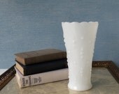 Vintage Milk Glass Vase, Teardrop and Pearl Pattern, Fire King / Anchor Hocking, 7"