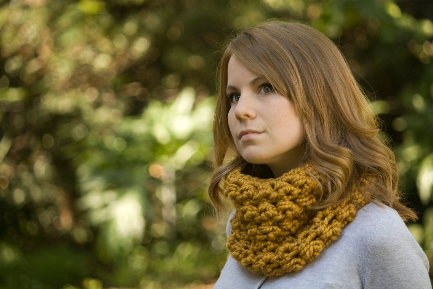 Mustard Cowl, Crochet Chunky Neck Warmer, Yellow Women's Accessories