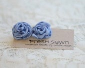 Periwinkle blue post earrings--upcycled fabric flowers