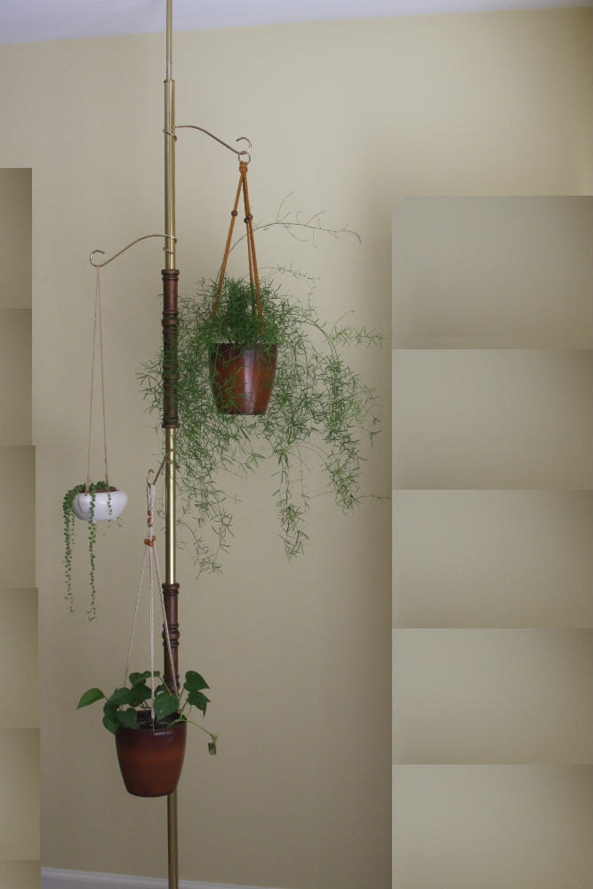 Vintage Tension Pole Hanging Plant Stand by SelectedAndCollected