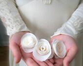 Set of 3 - White Wedding Hand-Made Crepe Paper Roses/Bridal Shower Decor/Table Decor/Shower - Party Decor/Paper Roses/Photo Shoot Accents