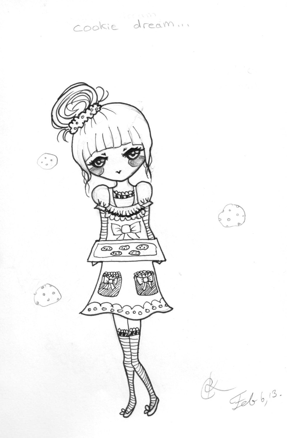 Cute Anime Cookie Girl original drawing