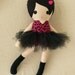 Fabric Doll Rag Doll Girl in Hot Pink Leopard Print Dress and Black Tutu