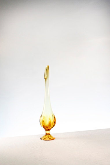 Vintage Mid-Century Amber Glass Single Bud Vase