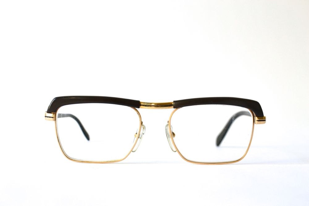 Vintage nerd glasses black West German 50s men women spectacles statement frame eyewear