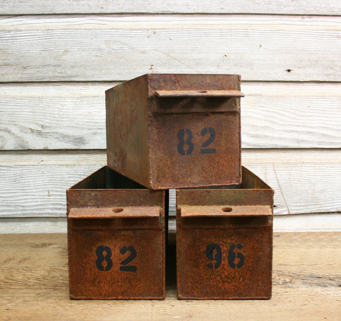 Vintage Industrial Steel Numbered Bin Industrial by AuroraMills