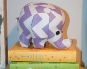 elephant stuffed animal - lavender/purple and white chevron