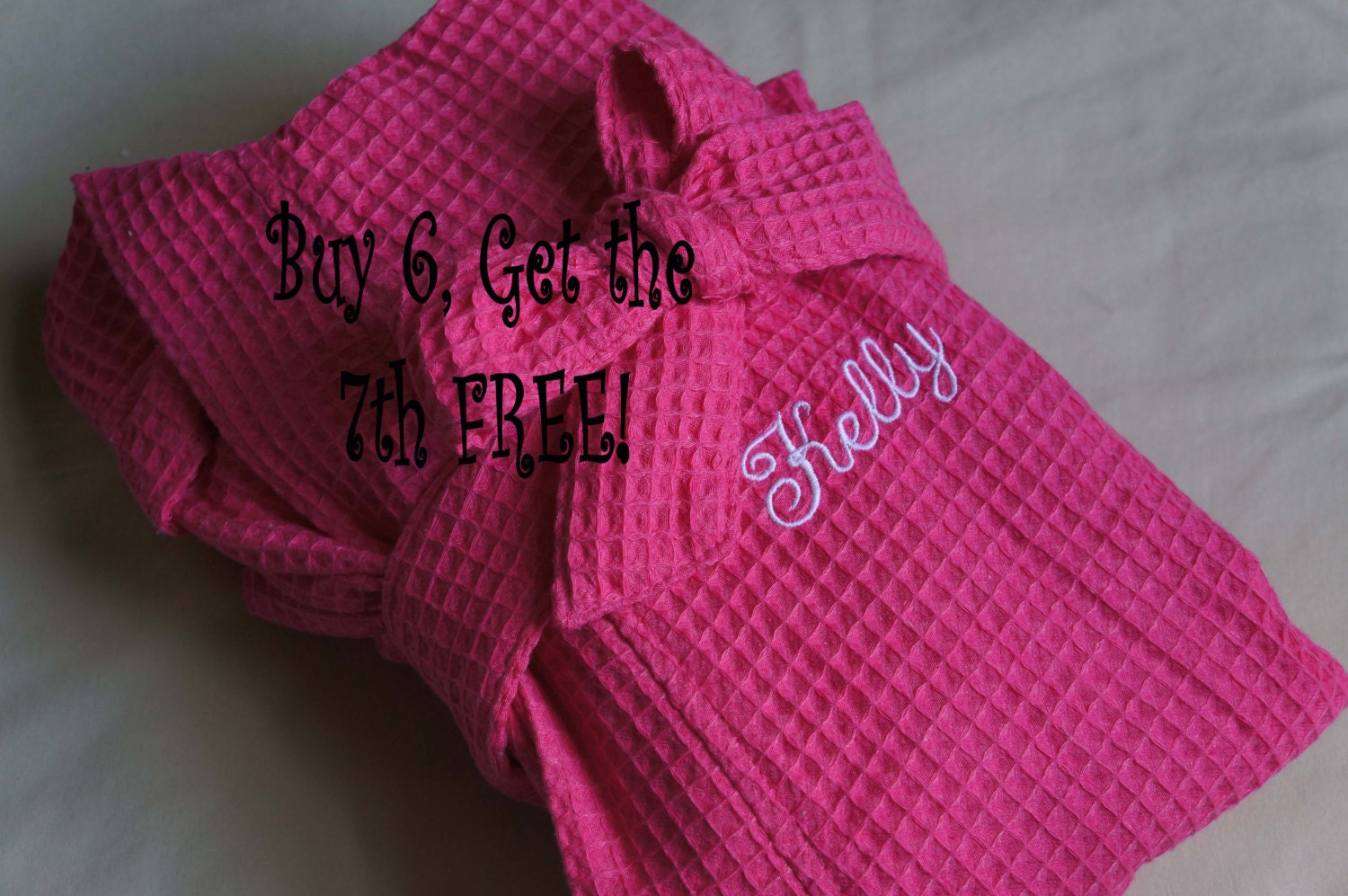 FREE ROBE - Personalized Robe - Bridesmaid Gift - Wedding - Hot Pink - Set of 7