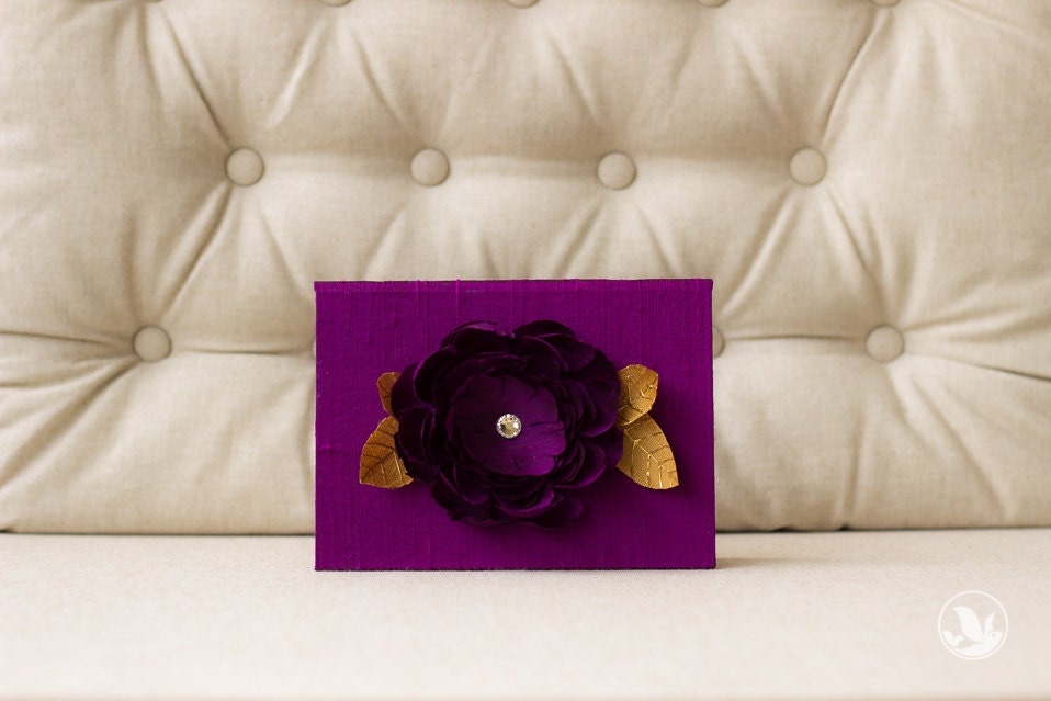 Silk Folio Keepsake and Invitation Set Deposit - Mila - Purple Floral Illustrated Wedding Invitation